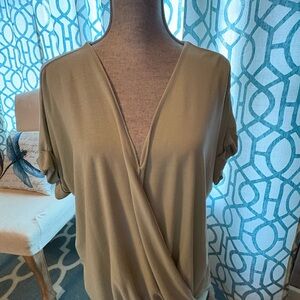 Women's Double Zero Light Green Surplice V-Neck Wrap Top
